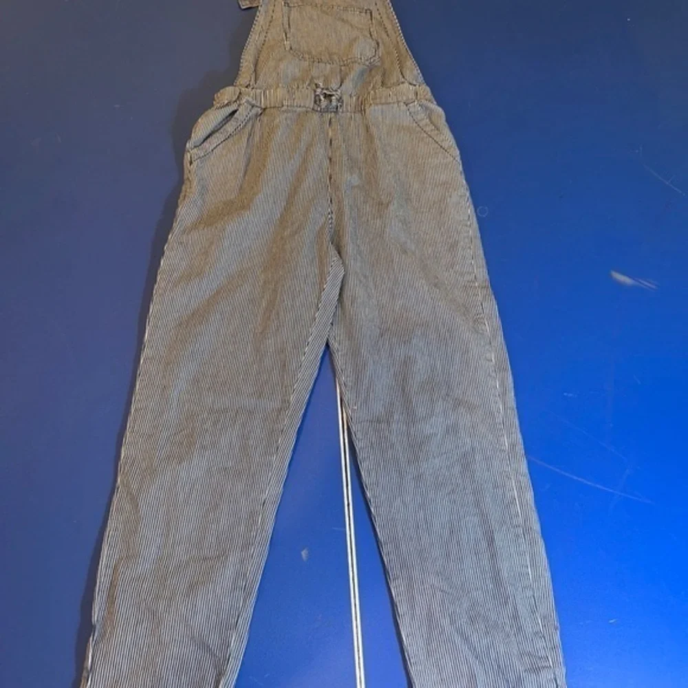 OshKosh B'Gosh Vintage Overalls Denim Vestbak Railroad Striped Size 10 EXCELLENT